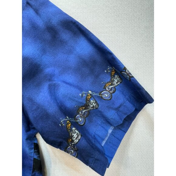 Vintage Pacific Legend Mens Hawaiian Shirt Size  XL Blue Palm Trees Short Sleeve - Picture 7 of 12